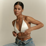 Satin Diamond Bra White